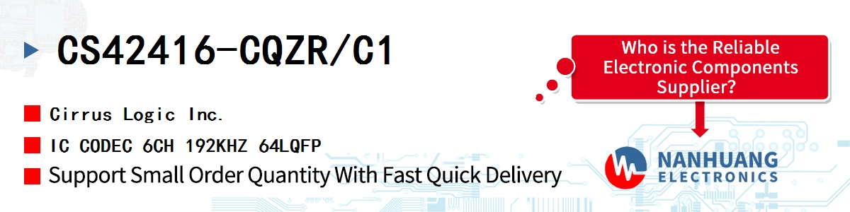 CS42416-CQZR/C1 Cirrus Logic IC CODEC 6CH 192KHZ 64LQFP