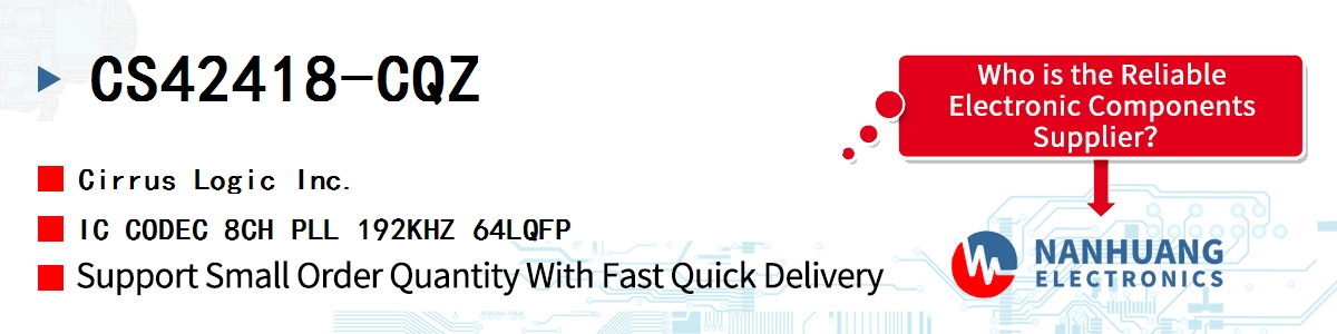 CS42418-CQZ Cirrus Logic IC CODEC 8CH PLL 192KHZ 64LQFP