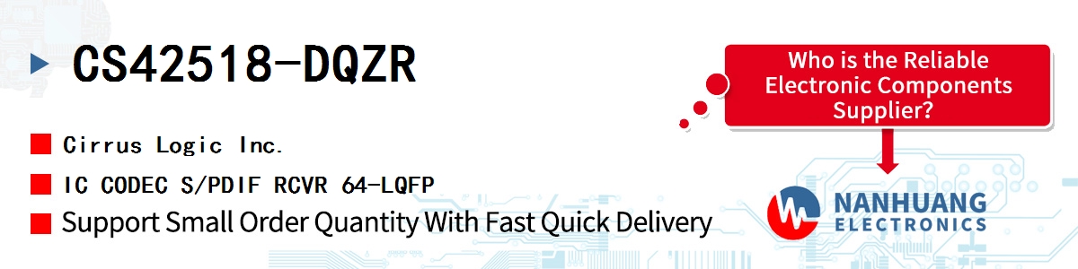 CS42518-DQZR Cirrus Logic IC CODEC S/PDIF RCVR 64-LQFP