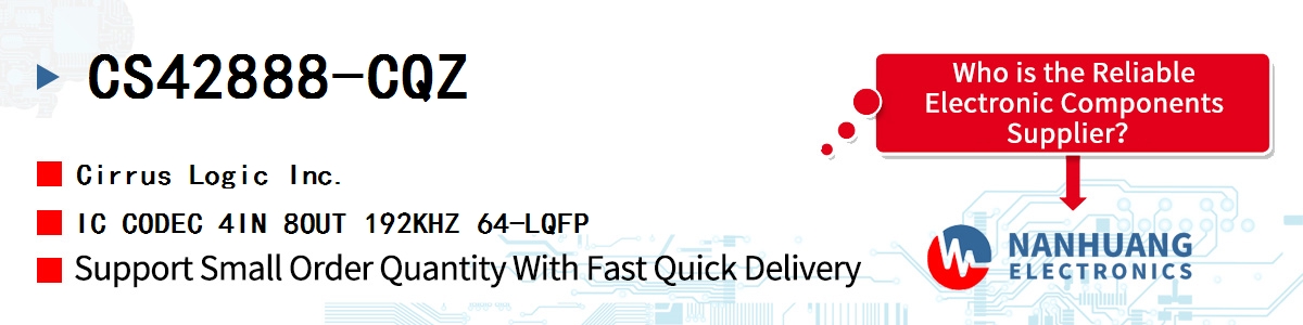 CS42888-CQZ Cirrus Logic IC CODEC 4IN 8OUT 192KHZ 64-LQFP