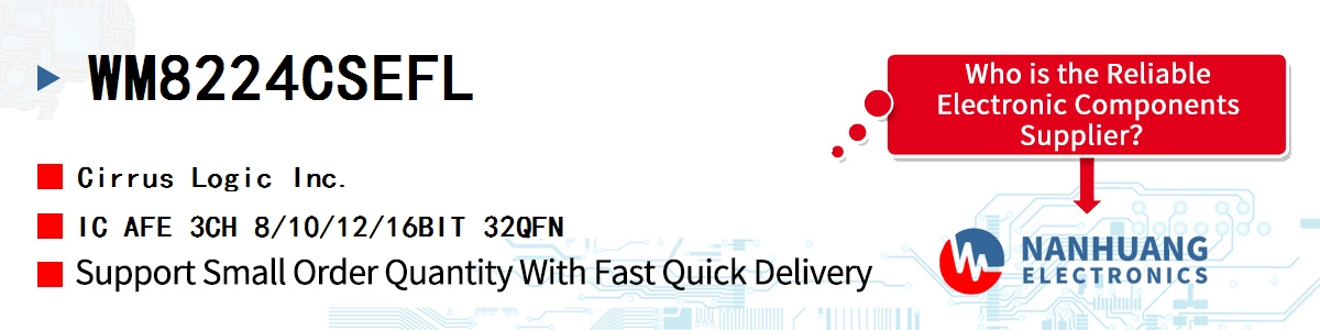 WM8224CSEFL Cirrus Logic IC AFE 3CH 8/10/12/16BIT 32QFN