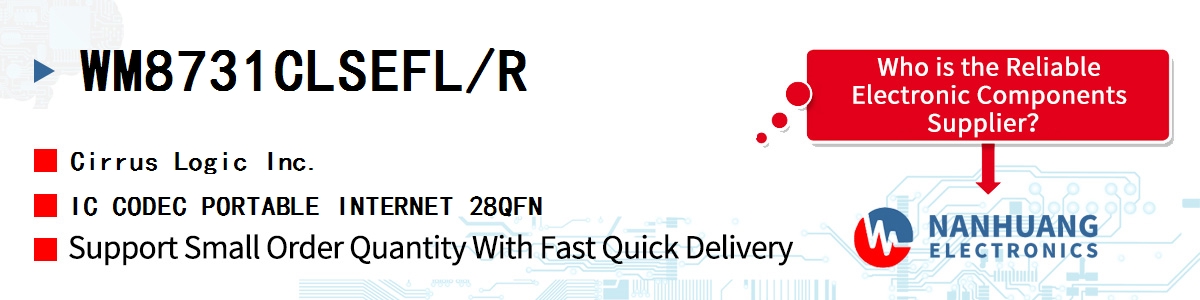 WM8731CLSEFL/R Cirrus Logic IC CODEC PORTABLE INTERNET 28QFN