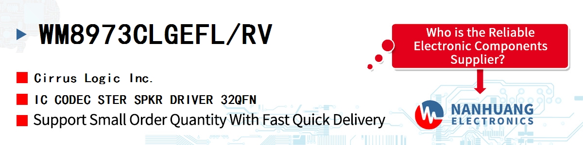 WM8973CLGEFL/RV Cirrus Logic IC CODEC STER SPKR DRIVER 32QFN