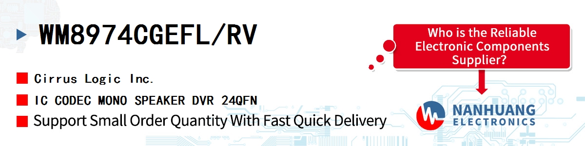 WM8974CGEFL/RV Cirrus Logic IC CODEC MONO SPEAKER DVR 24QFN